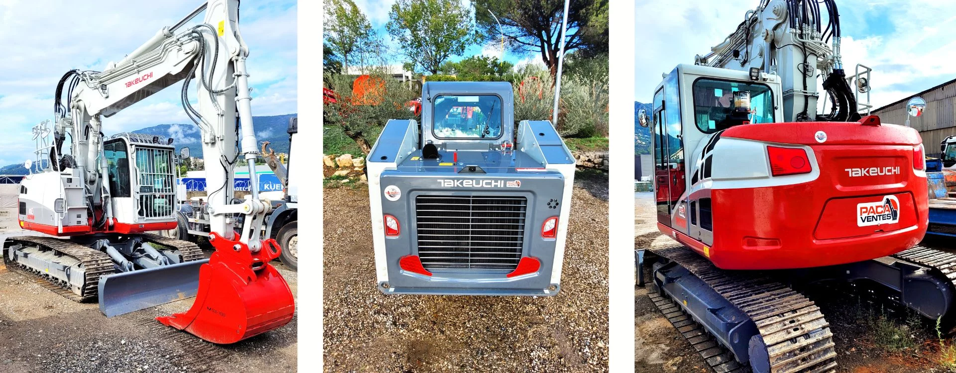 TB2150 Takeuchi, Chargeuse Compacte TL6 Takeuchi et une midi pelle TB280 FR